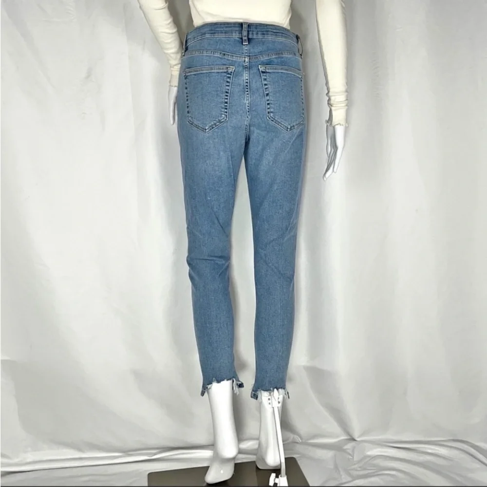 TopShop Jamie Blue High Waist Jagged Hem Skinny Jeans Sz28 Waist28” Inseam26.5” - Picture 8 of 16